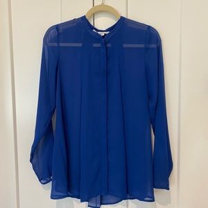 BCBGeneration cobalt blue sheer long sleeve top size small